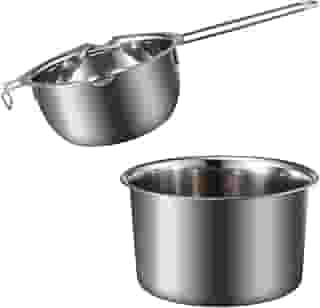BESPORTBLE Pote para derreter cera, pote para derreter doces, 1 conjunto de panelas de aço inoxidável para derreter chocolate, manteiga, queijo, caramelo e sabonete, panela dupla para fazer doces