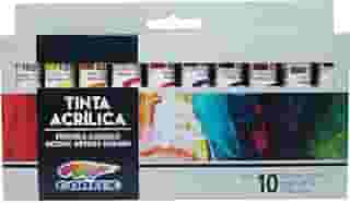 TINTA ACRÍLICA ESTOJO C/ 10 CORES 20ML CORFIX