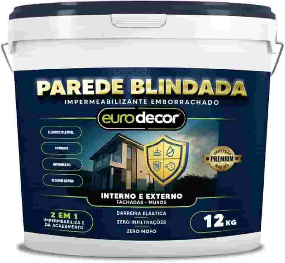 Parede Blindada Euro Decor Tinta Emborrachada 12KG Fácil Aplicação Proteção Contra Infiltrações (Areia)