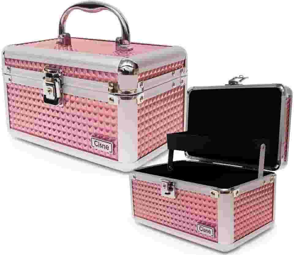 Maleta De Maquiagem Profissional Pequena Cisne Ruby's Vazia Porta Jois Acessórios (Rosa)