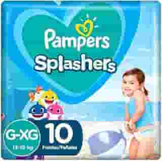 Fraldas Descartáveis Para Água Pampers Splashers Baby Shark G-XG 10 fraldas
