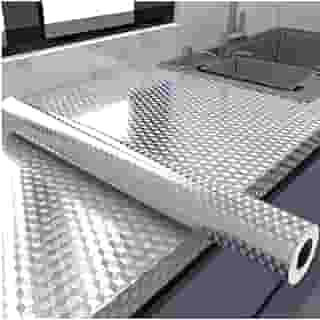 Papel De Parede 3D Adesivo Impermeável para Cozinha - Painel de Alumínio Anti-Óleo Brilhante, Protetor para Armário, Fogão e Splashback,(3 rolos,5M*40CM)