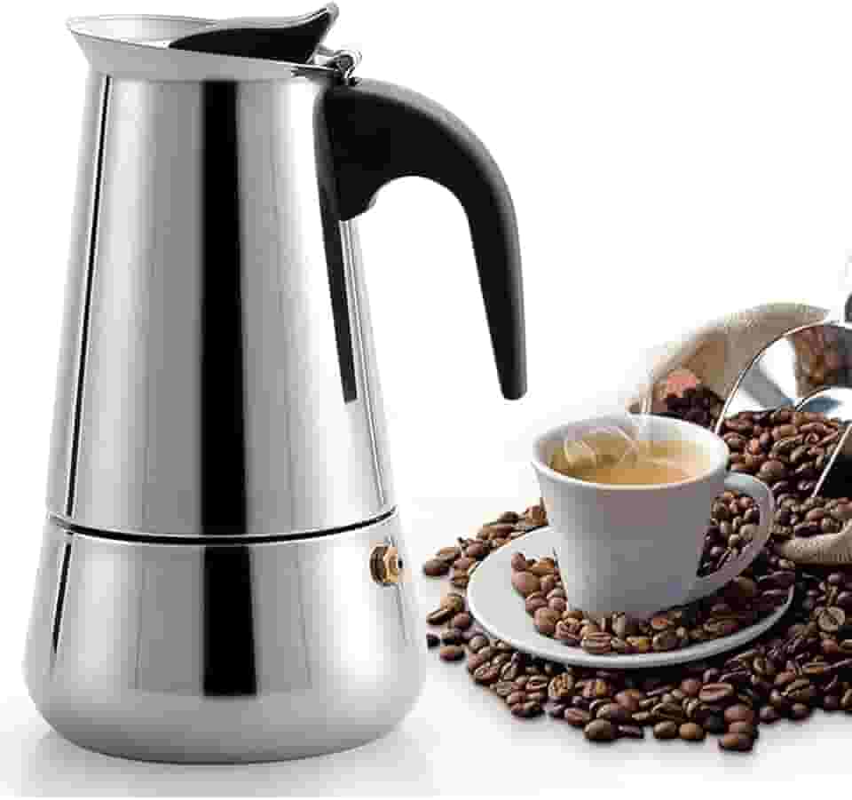 Cafeteira Italiana Inox 450ml 9 Xícaras Aroma Intenso no Fogão Design Clássico em Inox Presente Amantes de Café Cozinha ou Viagem Prateado Prática