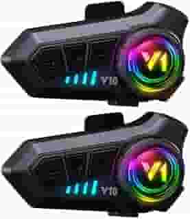 Par Fone de Ouvido Bluetooth RGB para Capacete de Moto, Comunicador Intercomunicador Sem Fio, Headset com Iluminação (2 Unidades) - FULLSELL