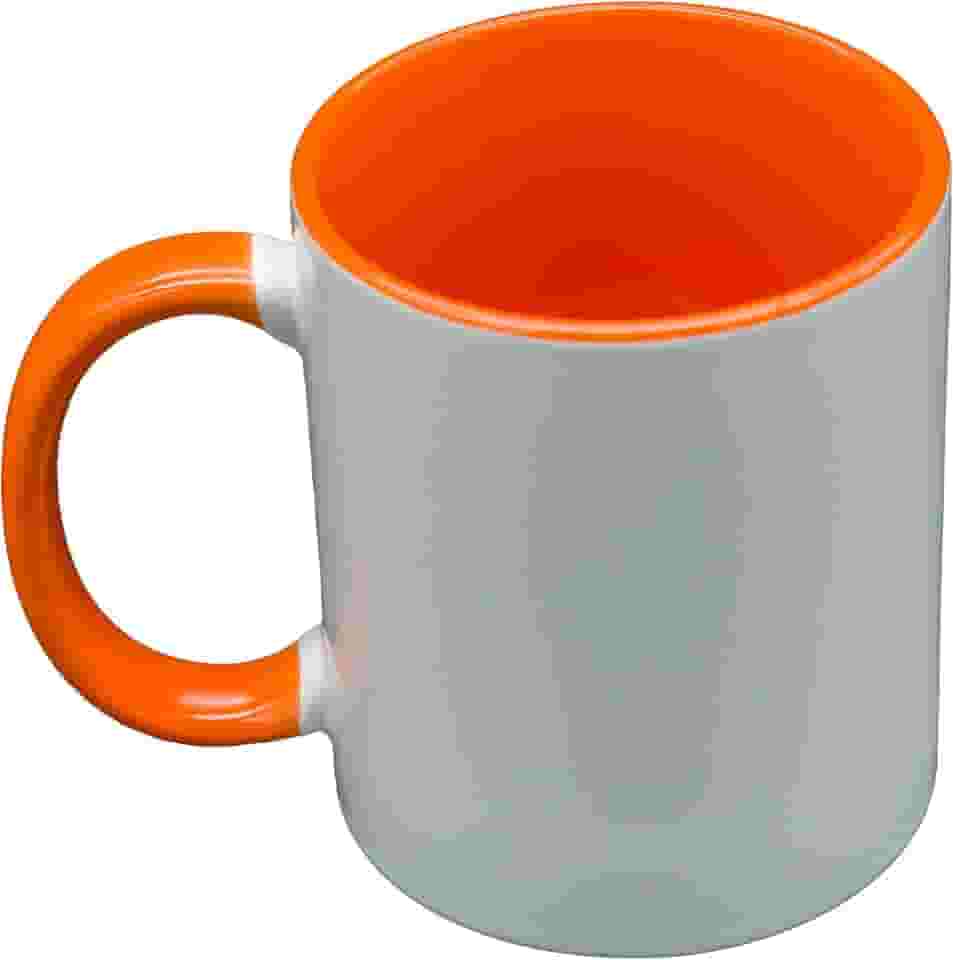 Canecas de sublimação 325 ml, interior laranja e alça - Xícaras de café premium para projetos de prensa térmica - Design versátil de caneca de café ideal para criações personalizadas, conjunto de 1