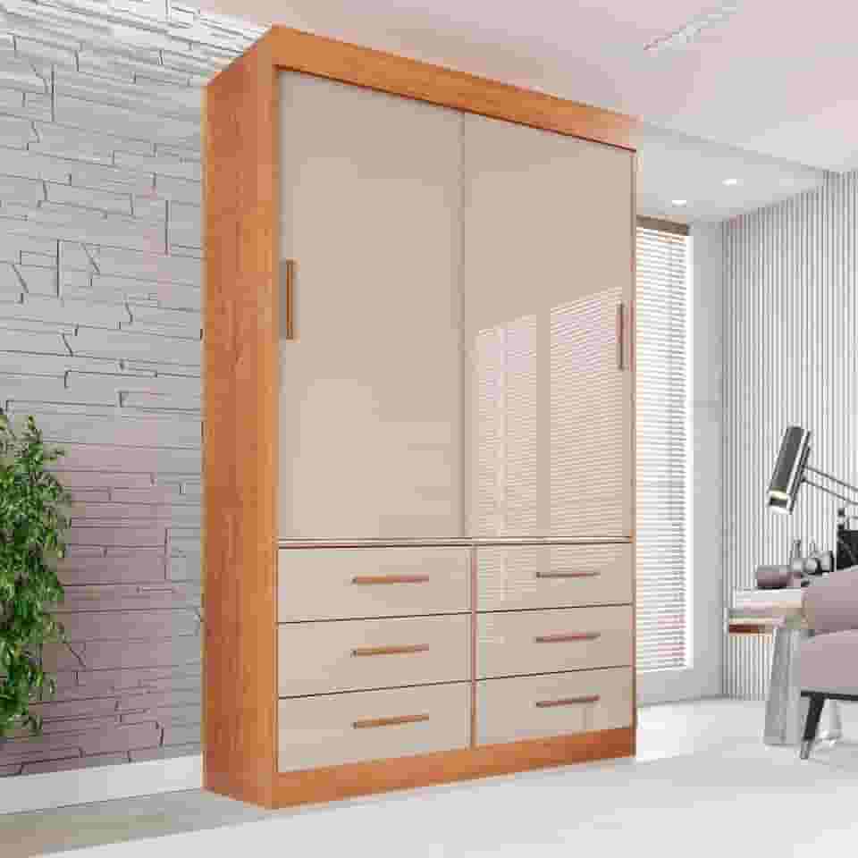 Guarda Roupa Solteiro 2 Portas 6 Gavetas Luana Sallêto Móveis