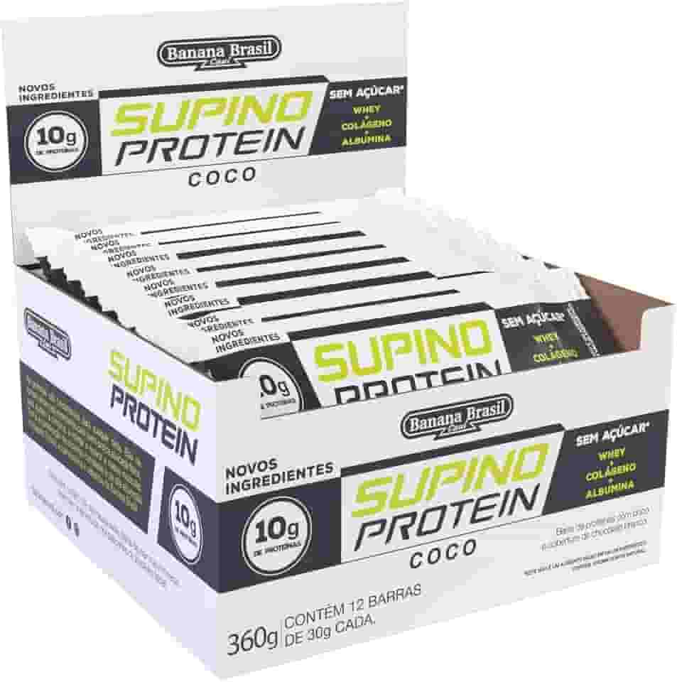 Banana Brasil Display Barra De Proteínas Coco Com Cobertura De Chocolate Branco Caixa Com 12 Unidades De 30G