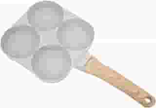 Frigideira Antiaderente 4 Furos Para Ovo Panela de ovo frito, panela de panquecacom cabo de madeira, frigideira para fazer hambúrguer 4 Em 1 Nao Gruda Resistente