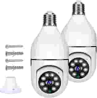 Kit com 2 Câmeras de Segurança IP Lâmpada WiFi Full HD 1080p, Prova D'água, Giratória e com Visão Noturna Infravermelha 1080p, Bivolt, Detecção de Movimento, Áudio Bidirecional - Premium