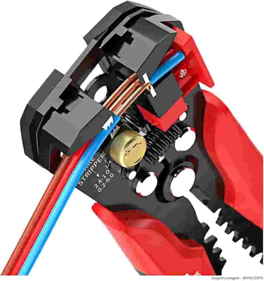 Alicate Desencapador Profissional 3 em1 –Decapador Descascador Emborrachado Cortador e Crimpador com Ajuste Preciso para Fios Elétricos Terminais e Cabos - Linha Premium - Ferramentas