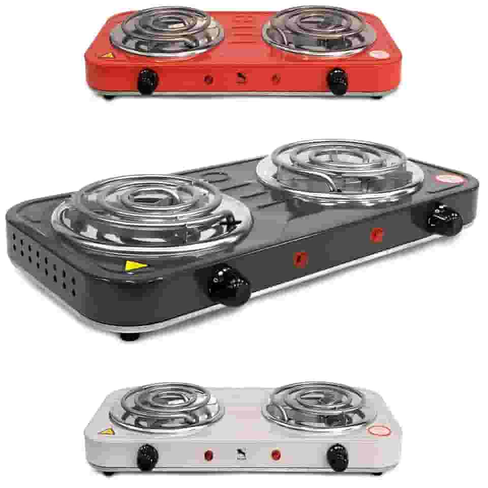 Fogão Elétrico Fogareiro Portátil Cooktop 2 Bocas 2000w 220V (VERMELHO)
