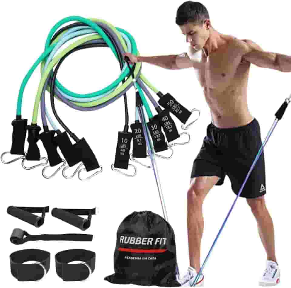 Kit Elástico Para Treino Exercícios Malhar Musculação Academia em Casa Premium Rubber Fit