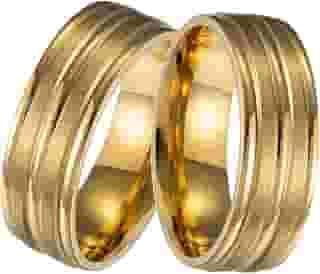 Alianças Italianas Par Diamantadas Aço Com Tungstenio Banhadas a Ouro 24k e Caixa de Veludo Premium Casamento Noivado Namoro