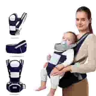 Bolsa Canguru Ergonômico Bebê Mãe Premium 12 Posições 3 Em 1 cor Azul Marinho