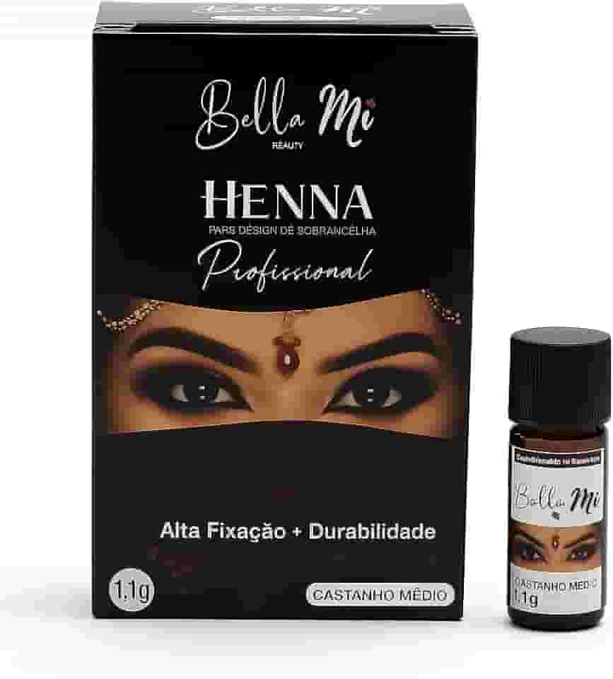 Henna para Sobrancelhas Bella Mi – Definição, Preenchimento e Durabilidade Profissional (Castanho Médio)
