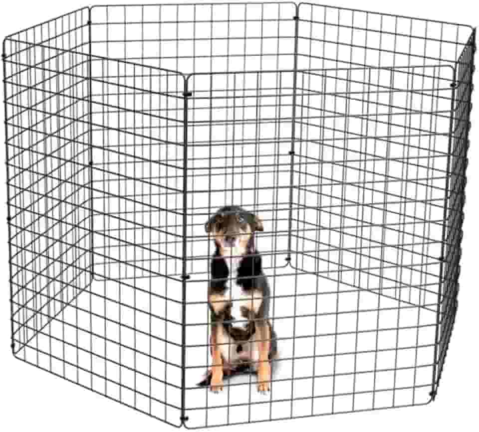 Cercado Móvel Pet Grande Dobrável para Cachorros Pequeno e Médio Porte Coelho 80cm Altura Cercadinho Articulado Portátil (PRETO, 6 TELAS)