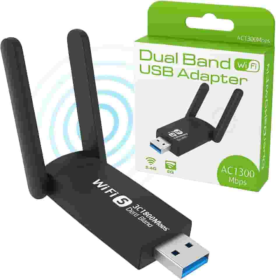 Adaptador Placa Wi-Fi USB 3.0 Dual Band 1300Mbps de Rede com 2 Antenas – Internet Rápida em 5GHz e 2.4GHz, Alta Performance para PC e Notebook