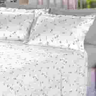 Jogo de Cama Queen 4 Peças – Percal 300 Fios 100% Algodão – Gray Flowers – Macio e Durável | CURI HOME