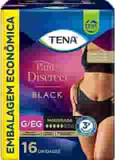 Tena Pants Discreet, Calcinha Descartável para Incontinência Urinária, Preto, G/EG - 16 unidades