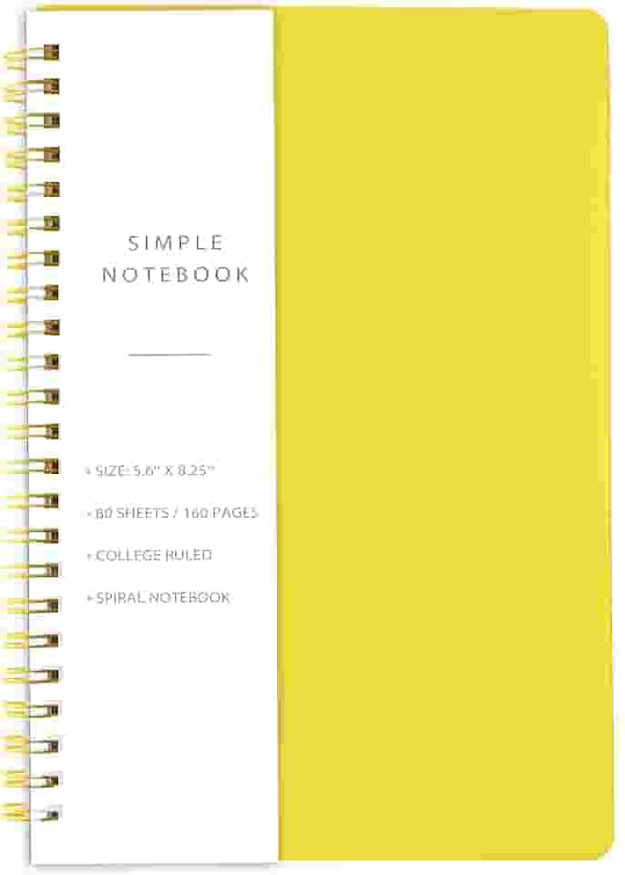 Spiral Notebook - College Ruled Notebook, 5.6'' x 8.25'', 80 Sheets / 160 Pages with Twin-Wire Binding, Journals for Women - Yellow
