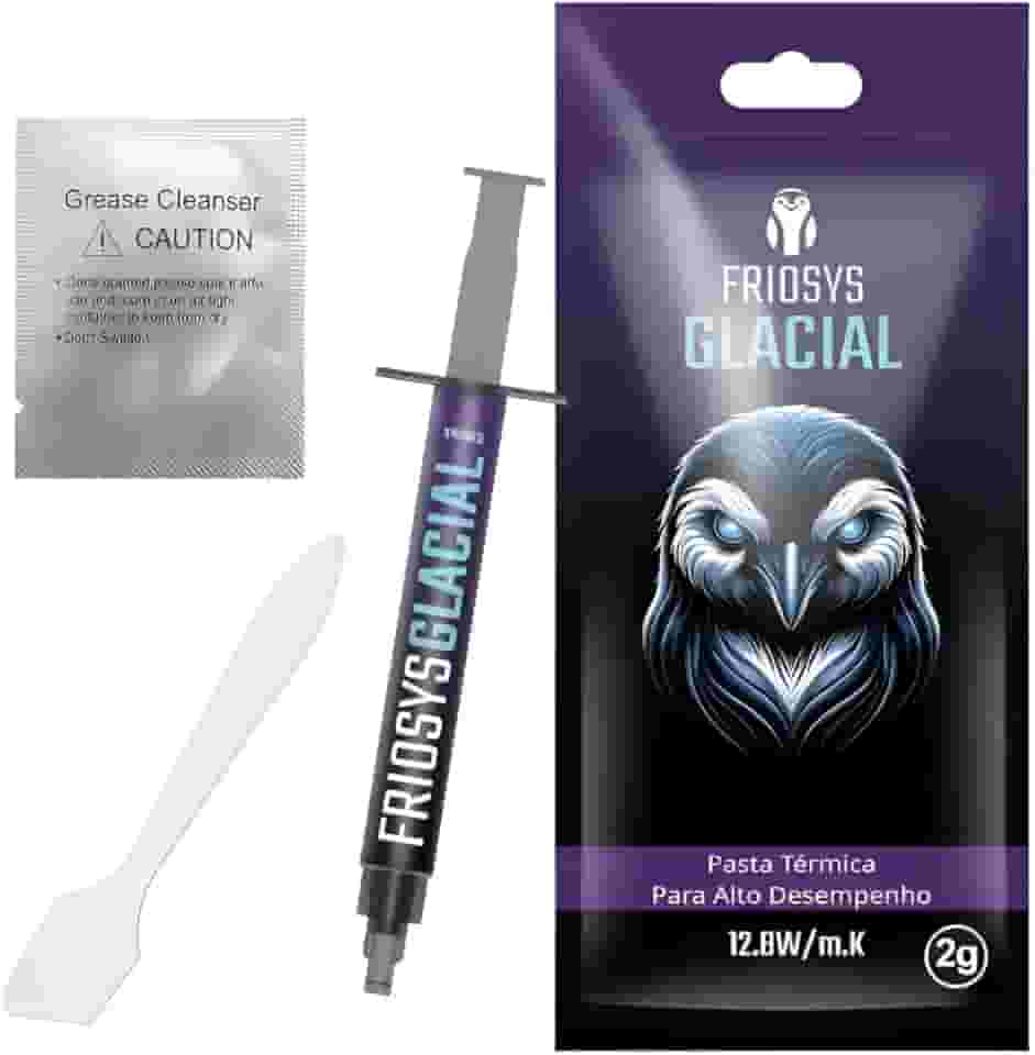 Pasta Termica 12.8 W/mk 2g Glacial Processador PC Gamer Notebook PS4 PS5 Xbox Placa Video Dissipador Calor Cinza Prata Friosys