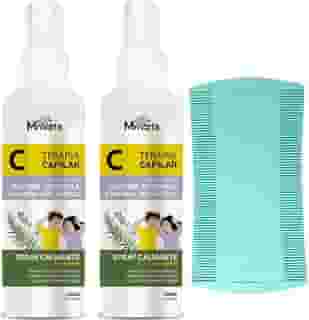 Kit Pente Fino E 2 Spray Capilar Combate Piolhos E Lêndeas Creme De Pentear Sem Enxague Condicionador 120ml