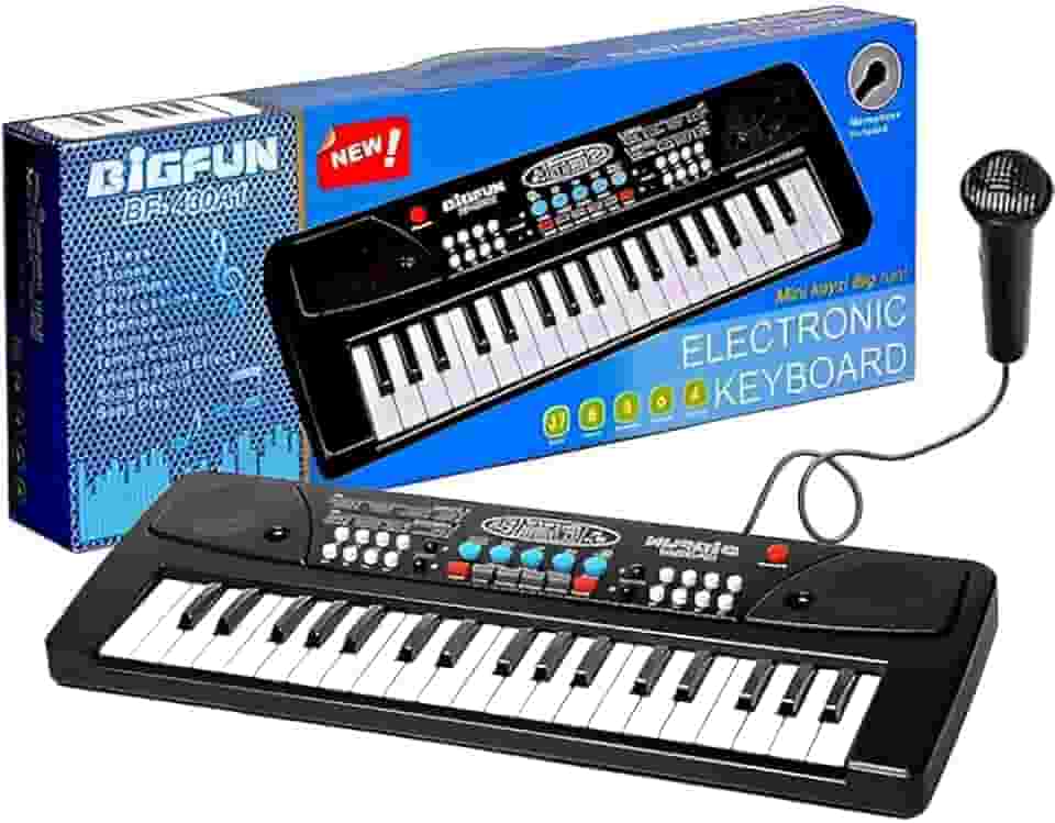 Pianinho Teclado com Microfone Tons Ritmos Gravação Iniciantes com Recursos Profissionais Função Karaokê Bigfun