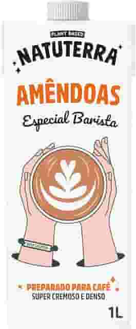 Bebida Vegetal Barista de Amêndoas Natuterra 1L Leite Vegetal de Amêndoas | Bebida de amêndoas sem adição de açúcar, sem lactose, sem colesterol, sem glúten e livre de soja | 100% plant based