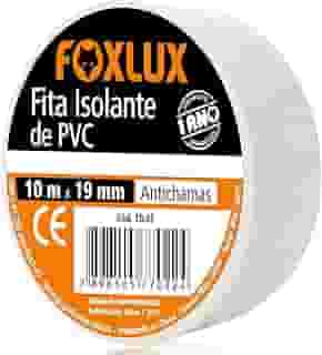 Fita Isolante Foxlux – PVC Antichamas – 10m x 19mm – Espessura: 0,15mm – Alta Elasticidade – Isola fios com tensão até 600V – Branca
