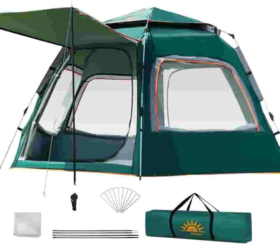 Barraca De Camping Automática Rápida Acomoda 6-8 Pessoas Com Varanda, 280x280x160cm