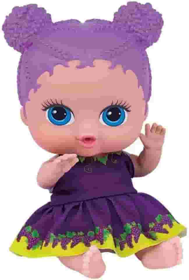Brinquedo Boneca Coleção Frutinhas Uva com Cheirinho de Frutas 19cm Plástico Vinil Roxo Cotiplas - 2510