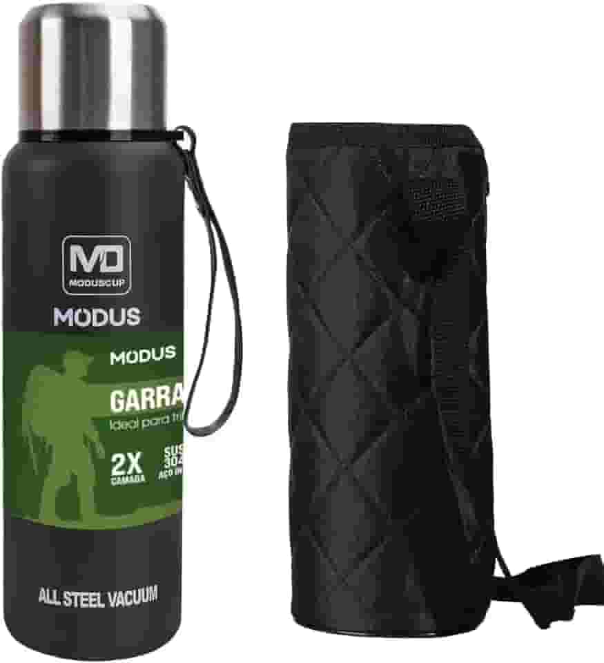 Garrafa Térmica Aço Inox Portátil Caneca de Viagem com Corda e Bolsa 1000ML/1500ML (Verde 1000ML)