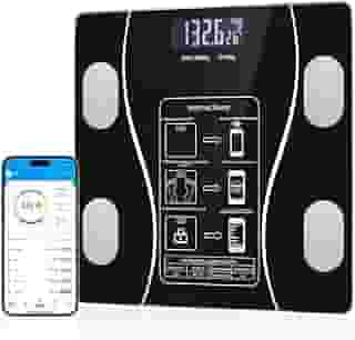 Balança de Bioimpedância Digital 180Kg com App OKOK Bluetooth | IMC, Gordura Corporal, Músculos, Visceral | Vidro Temperado, Alta Precisão
