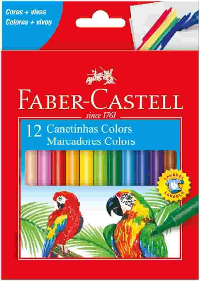 Canetinha com 12 Cores Estojo Cartão, Faber-Castell, 15.0112CZF, Multicor