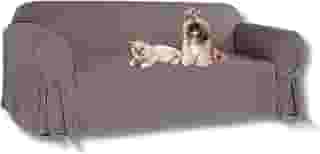 Capa para Sofá de 3 lugares até 2,10m em Gorgurão Sala Lisa Confortável Resistente Pets Cachorro Gato Lar Cor:Cinza Graf