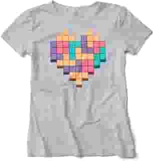Camiseta Feminina Baby Look Coração Pixel Geek Nerd