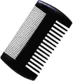 Pente de madeira para barba antiestática bigode pente de bolso madeira mogno capa de couro sintético moderno para homens (preto)