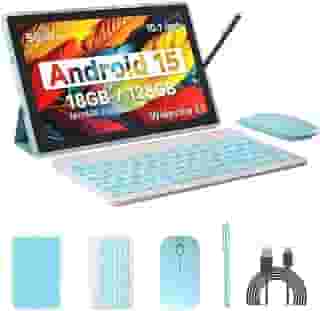 Tablet Android 13 com teclado, tablet 2 em 1 de 2024 de 10 polegadas, 8 GB de RAM + 128 GB ROM/1 TB tablet expansível, CPU Quad-Core 2.0GHz tela HD de 10 polegadas, tablet 2.4G/5G WiFi 6 BT 5.0 com