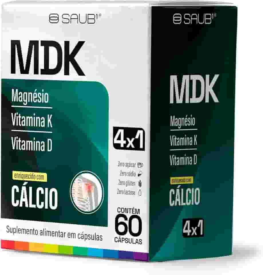 Suplemento Alimentar Cálcio MDK 4x1 em Cápsulas 60 Unidades Magnésio, Vitamina K, Vitamina D