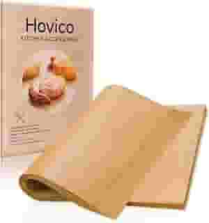 Hovico 130 folhas de papel manteiga, 23 x 33 cm, folhas de pergaminho antiaderentes pré-cortadas para assar, grelhar, fritar a ar, cozinhar a vapor e muito mais (não alvejadas) – Perfeito para