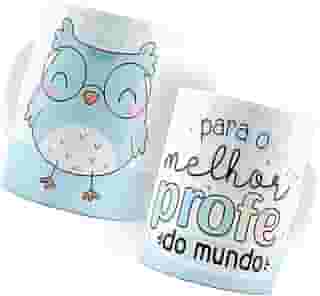 Caneca Para o Melhor Profe do Mundo Feliz Dia Dos Professores Personalizada Branca Cerâmica 325ml