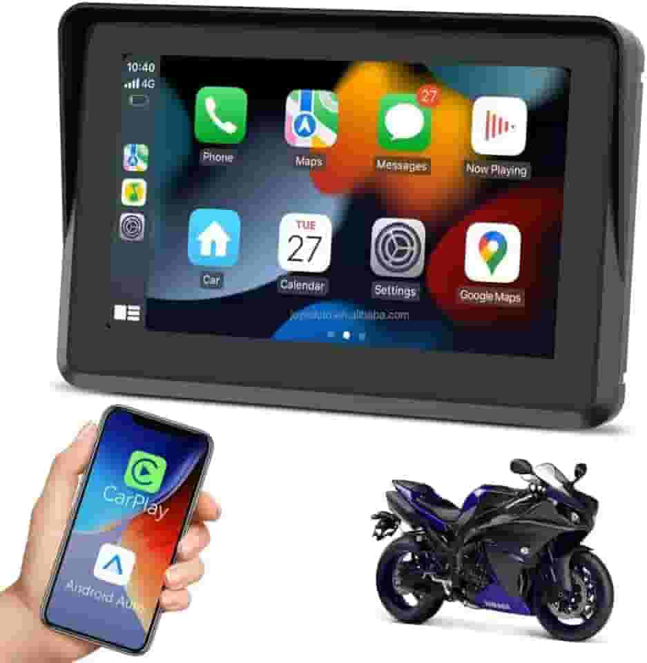 Central Multimídia MP5 para Moto 5" com Tela Touch – CarPlay e Android Auto, Bluetooth, à Prova d’Água, GPS, USB, Áudio Veicular