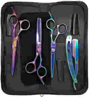Kit Barbeiro Aço Inox Cabeleireiro Tesouras Navalha Pentes Barbearia Corte Masculino Profissional Barbeiro Cabeleireiro - Upshop (Tesoura Boreal)