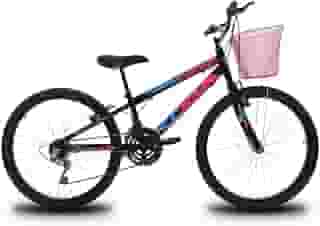 Bicicleta Infantil Menina Aro 24 em Aço Reforçado KOG Bikes 18v Freios V-Brake Acessório Cestinha
