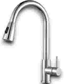 Torneira Gourmet Cozinha Aço Inox Escovado Monocomando com Ducha Retrátil e Bica Giratória 360° – Ideal para Alta Pressão, Quente e Frio, Ideal Pia e Bancada (Premium)