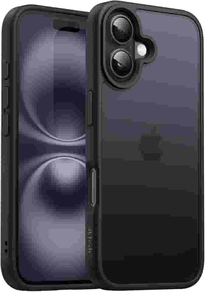 JETech Capa Matte para iPhone 16 6,1 Polegadas, Case Proteção Contra Quedas de Nível Militar à Prova de Choque, Capinha Traseira Translúcida Fosca, Anti-Impressão Digital (Preto)