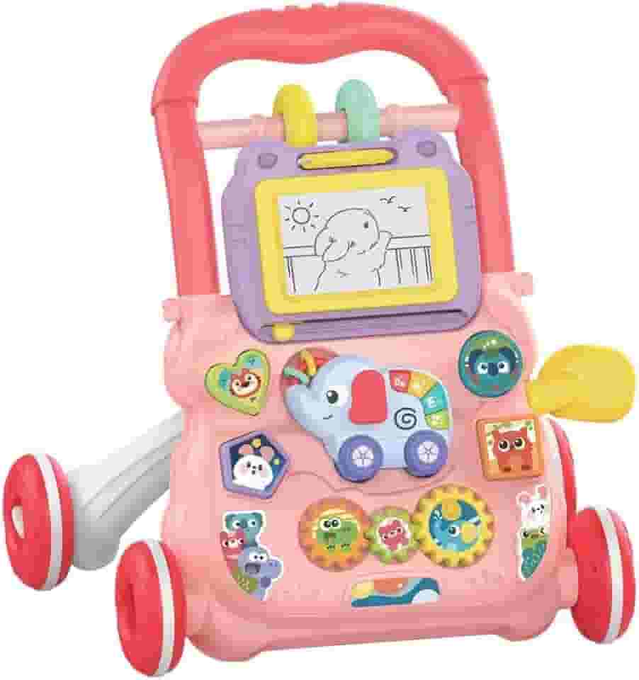 Andador Infantil Musical Didático Educativo Empurrador Bebê DM Toys DMB6751 Rosa