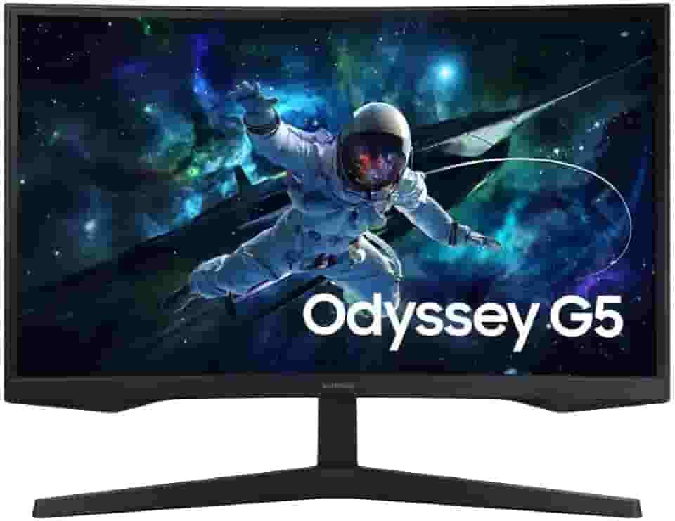 Monitor Gamer Samsung Odyssey G5 27, Resolução QHD, Taxa de atualização de 165Hz & 1ms de tempo de resposta (MPRT), Curvatura com 1000R, HDR 10, AMD FreeSync, Eye Saver Mode & Flicker Free Mode