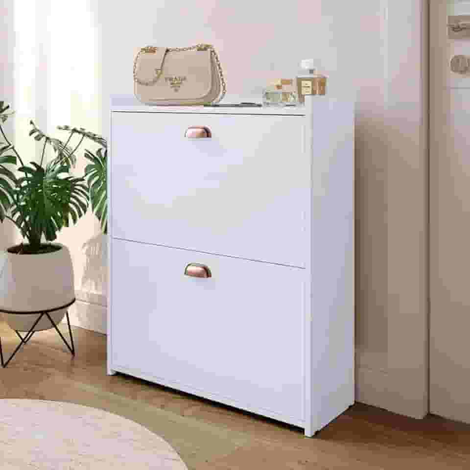 Sapateira 2 Gavetas Basculantes Organizadora Multiuso Armário Closet 12 Pares Quarto Hall De Entrada (Branco)