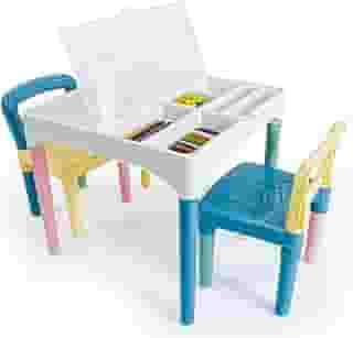 Mesa Mesinha Infantil Didática com 2 Cadeiras Coloridas para Crianças Poliplac